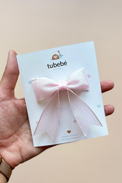 Parlak Fiyonklu Tül Toka – Pembe veya Mavi Renk Seçenekli