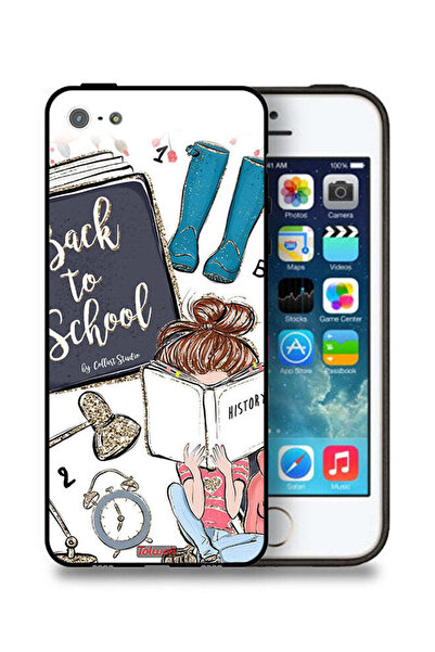 Tolwak جراب حماية لهاتف Apple iPhone 5/5s/SE - فتاة تعود إلى المدرسة تقرأ الت...