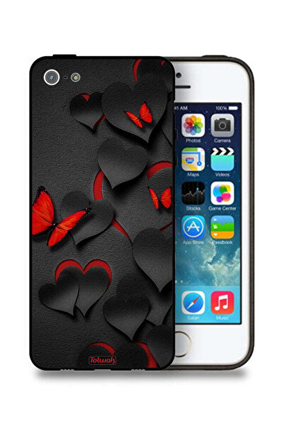 Tolwak غطاء حماية لجهاز Apple iPhone 5/5s/SE بنقشة قلوب وفراشات
