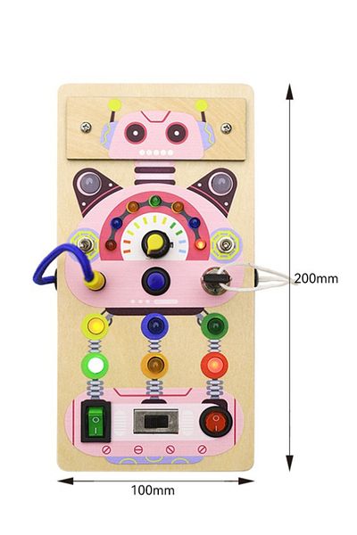Generic Pink Robot Busy Board for Toddlers – Montessori Sensory Toy for Kids 3+