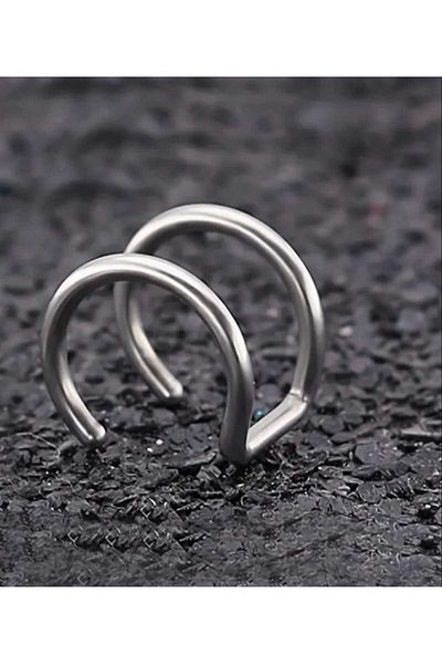 sarıyer silver 1 Piece Steel Piercing with Compression Holeless Model Ring Design