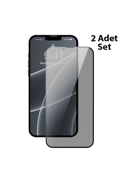 CepteToptan مجموعة واقي شاشة كامل لهاتف iPhone 13 Mini 0.23mm Privacy Ghost - قطعتين - (1903) - MKİ6429-7376