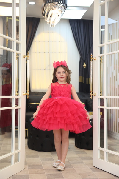 MİSS RAİN Üçgen Di̇li̇m Detayli Taş Aksesuarli Katkat Firfir Etek Tül Kiz Çoc...