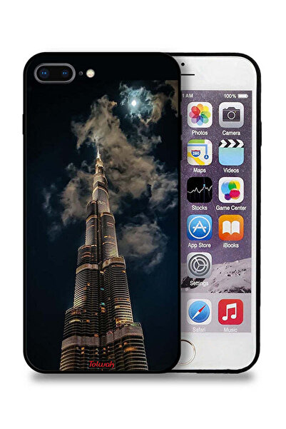 Tolwak غطاء حماية لجهاز آيفون 8 بلس من آبل، برج خليفة في الليل