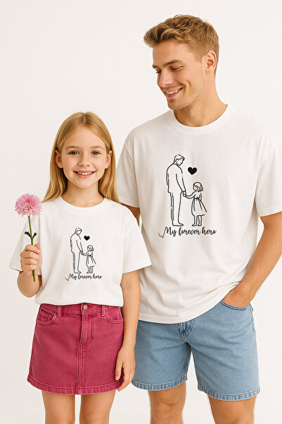 TARZ STİL Baba Kız Uyumlu Baba Kız Baskılı Trend Tişört 24113