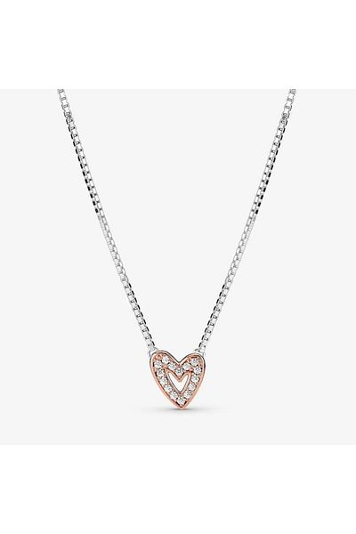 Pandora Forever Yours Heart Pendant Necklace in 925 Silver - 45 cm