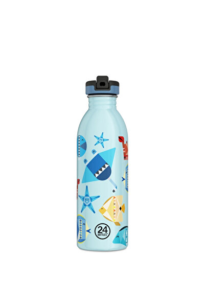 24 Bottles Kids Bottle Sea Friends Pipetli Paslanmaz Çelik Çocuk Su Matarası 500 ml