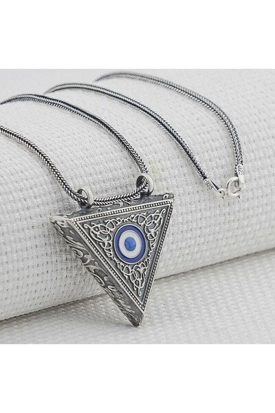 shop Nazar Boncugu Tasarımlı Üçgen Muska Kebir Dualı Cevşen 925 Ayar Gümüş Er...