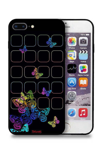 Tolwak غطاء حماية لجهاز Apple iPhone 7 Plus بنقشة فراشات ملونة