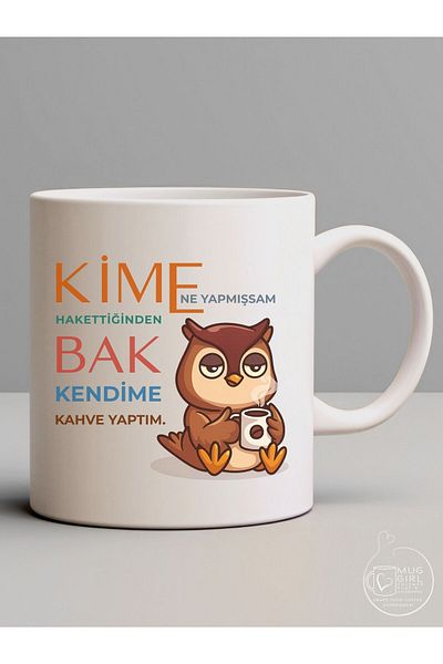 kuphane Whatever I Did I Deserved It Printed Humorous Owl Mug
