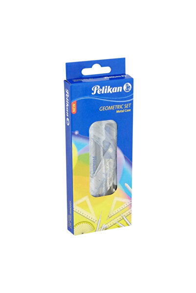 Pelikan مجموعة هندسية مدرسية مكونة من 9 قطع مع حافظة معدنية