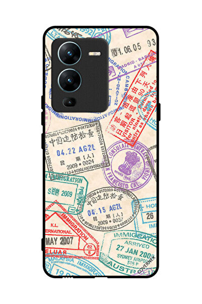 Covernex غطاء حماية لهاتف فيفو V25 برو بنمط طوابع السفر