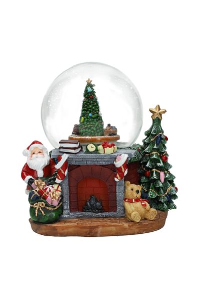 LAMART Musical Snow Globe with Santa Claus and Gift-Decorated Christmas Tree