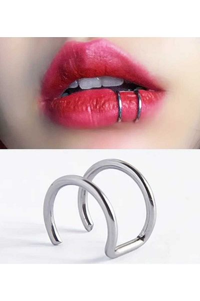 sarıyer silver 1 Piece Steel Piercing with Compression Holeless Model Ring Design