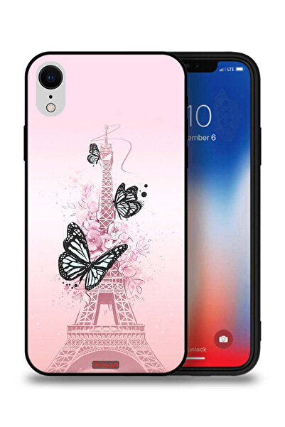 Tolwak غطاء حماية لجهاز Apple iPhone XR بنقشة فراشات على برج إيفل