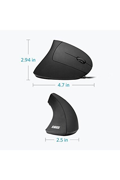 Anker ماوس بصري عمودي مريح مع كابل USB، مريح وسهل الاستخدام