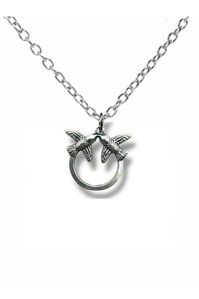 Herşey Nota Twin Flight – Unisex Necklace with Double Bird Figure (60 cm Chain)