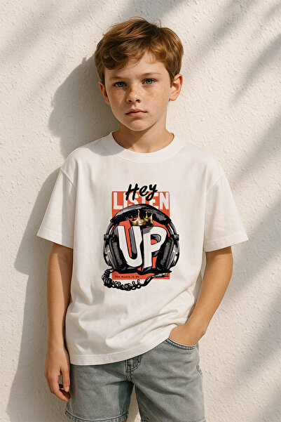 TARZ STİL Хлопчача Oversize Listen Up з принтом корони, короткий рукав, модна...