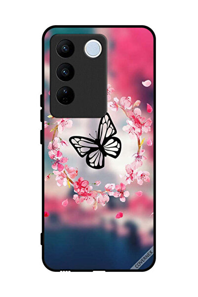 Covernex غطاء حماية لهاتف Vivo V27 Pro - حلقة على شكل فراشة وزهرة