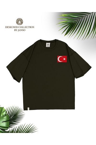 JANSO GROUP - Women's Short Sleeve Cotton Tshirt Printed Turkey Turkish Flag