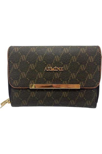 Armine Shoulder Bag with Dots and Strap -381 Brown Dots