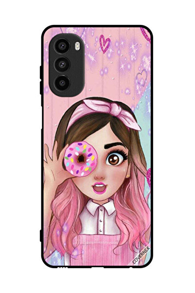 Covernex غطاء حماية لهاتف موتورولا موتو جي 52 - رسم فتاة تحب الدونات