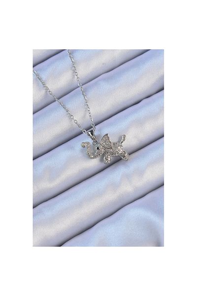 Skygo 316L Steel Chain Silver Color Zircon Stone Elephant Necklace - Tj-Bko9092