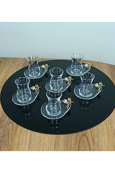 Elta Collection Special Series 6-Piece Silver Tea Set, Tea Set, Gift, Dowry