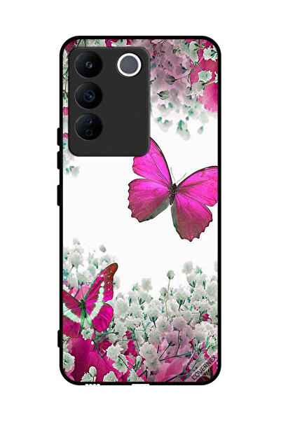 Covernex غطاء حماية لهاتف فيفو S16e برسومات فراشات جميلة وورود صغيرة