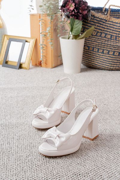 Egepass Bow Heelled Evening Dress Modern and Stylish Evening Night Shoes Suitable for Daily Use