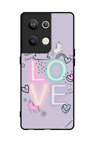 Covernex غطاء حماية لهاتف Oppo Reno 9 Pro Plus بتصميم قلب حلو ووحيد القرن
