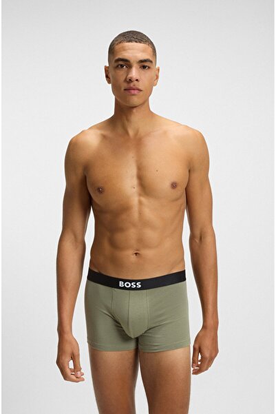 BOSS Erkek Logolu Bel Bantlı Pamuklu 3'lü Paket Siyah Boxer 50549832-971