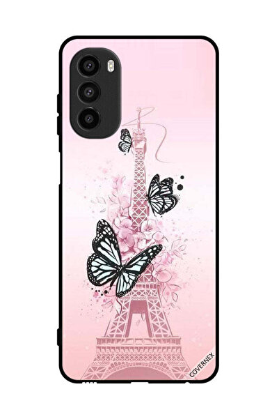 Covernex غطاء حماية لهاتف موتورولا موتو جي 52 بنقشة فراشات على برج إيفل