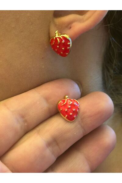 Gönülden Tasarım Red Strawberry Earrings Women's Earrings
