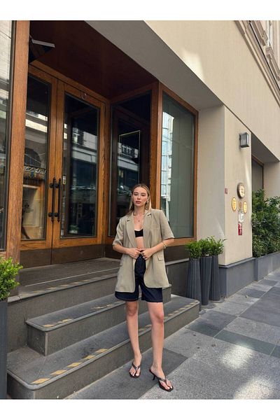 D'RECCY Women's Dressed Short Sleeved Masculine Summer Blazer Jacket