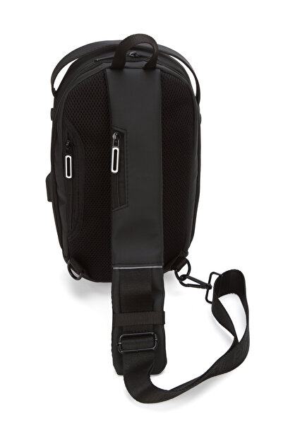 Newish Men's Black USB Outlet Cross Strap Shoulder and Waist Bag