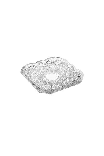Dania Clear and engraved glass square serving plate, multi-purpose, size 17*17 cm