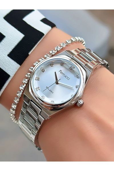 Ferrucci Steel Cord Women's Wristwatch 3 Atm Waterproof with 2 Years Warranty Mechanism