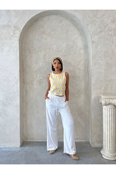 Moday Γυναικεία καλοκαιρινή μπλούζα με λαιμόκοψη με μοτίβο Crochet 3D-2343