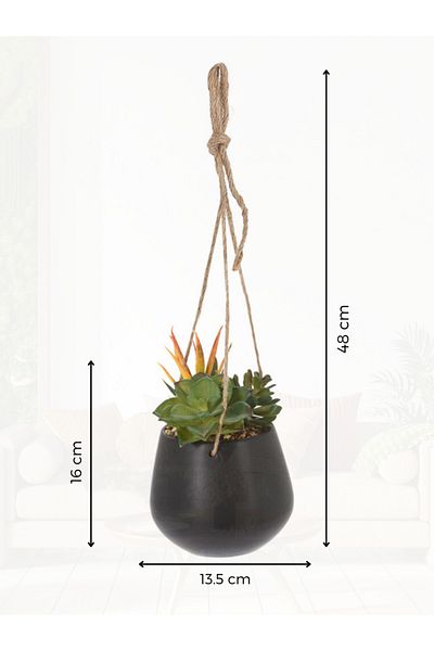 Koopman Planta artificiala mix Suculente, Azay Design, in ghiveci suspendat cu agatatoare H 48 cm