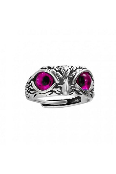 Kelan Adjustable women's ring Owl Eye - Red Crystal