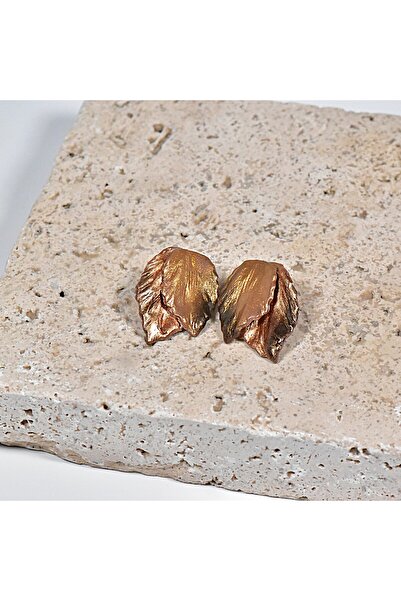 NARRU Handmade NARRU earrings, leaf-shaped, in copper and gold tones, Martina 03