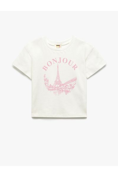 Koton Crew Neck Short Sleeve Cotton Printed T-Shirt