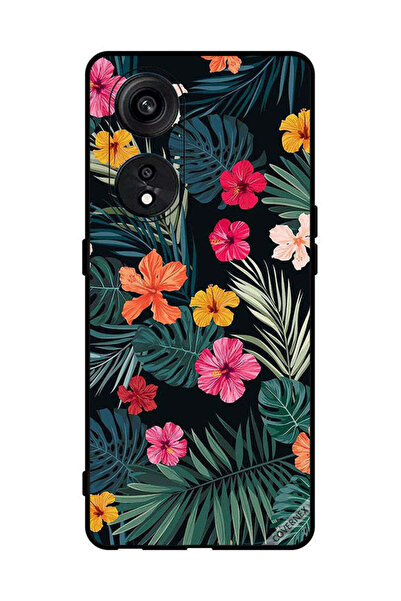 Covernex غطاء حماية لهاتف Oppo Reno8 T 5G زهور متعددة الألوان وريش أخضر داكن