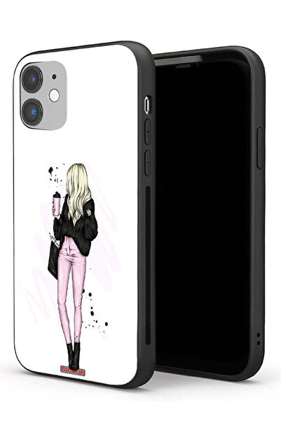 Tolwak Apple iPhone 11 Protective Case Girl Holding Coffee Cup Art