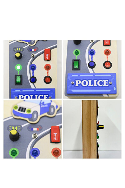 Generic Police Car Busy Board for Toddlers – Wooden Sensory Activity Board for Kids Age 3+