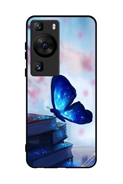 Covernex غطاء حماية لهاتف هواوي بي 60 بتصميم فراشة جالسة على الكتب