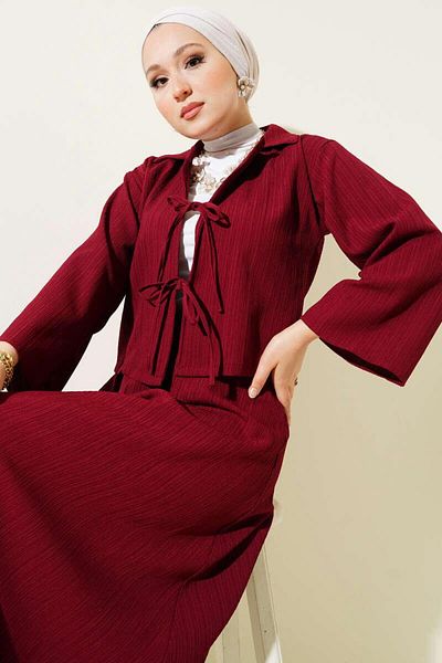 modasindoma Women's Double Breasted Lapel Tree Bark Skirt Suit