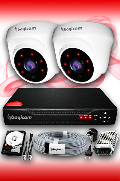 Bayicam 2 Kameralı Dome 2 Iç Kamera Set 100 Gb Hdd Full Hd Gece Görüşlü Güven...