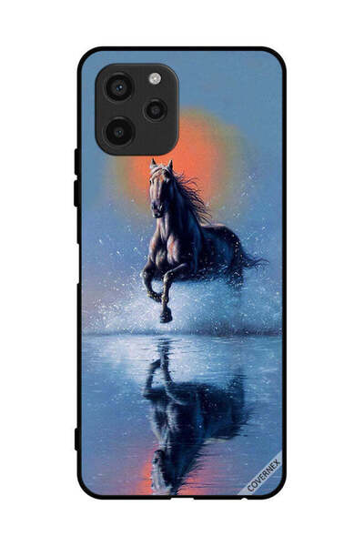 Covernex غطاء حماية لهاتف هواوي إنجوي 50z - رسمة حصان يركض في الماء